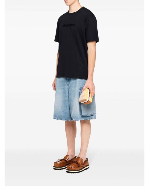 J.W. Anderson Black Logo-Embroidered T-Shirt for men
