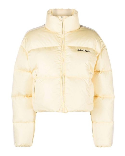 Palm Angels Natural Logo-Embroidered Puffer Jacket