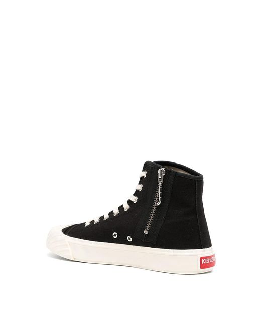 KENZO White Embroidered-Motif High Canvas Sneakers for men