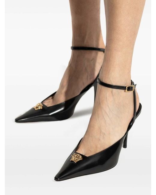 Versace White Patent Calf Leather Pointed Slingback