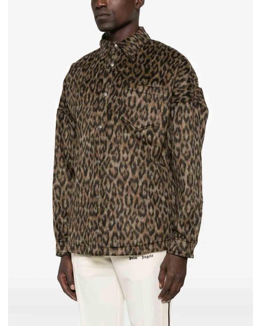 Palm Angels Brown 'Classic Logo Animalier' Overshirt for men