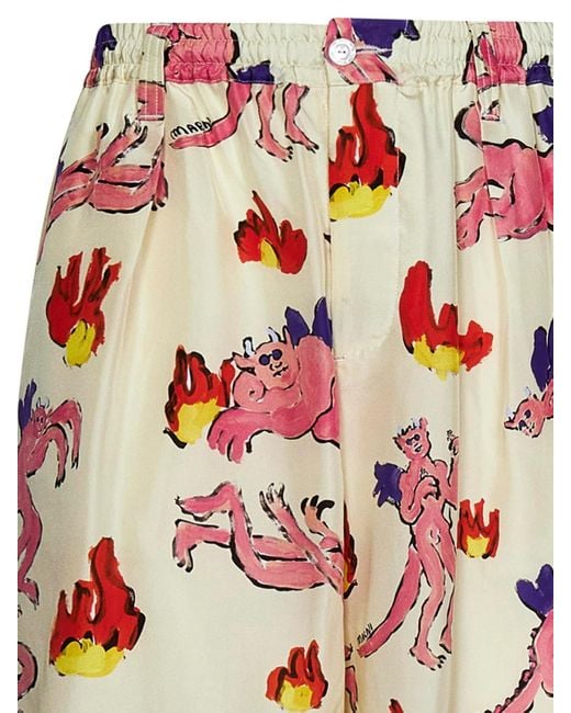 Marni White All Over Graphic Shorts for men