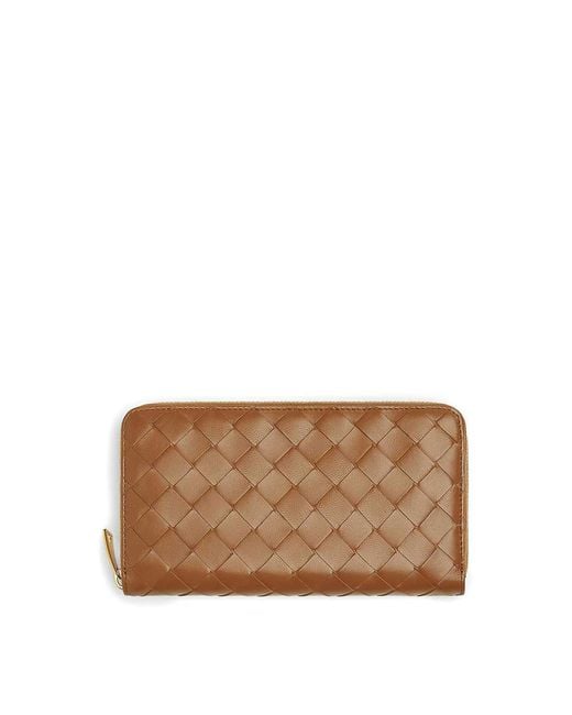 Bottega Veneta Brown Large Woven Wallet With Zip