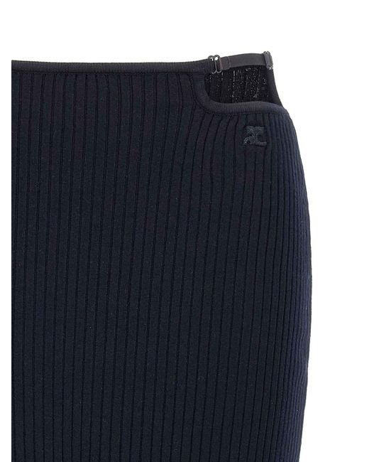 Courreges Blue Loop Rib Knit Skirt