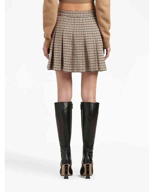 Palm Angels Natural Checked High-Waisted Mini Skirt