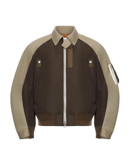 Sacai Brown Cotton Chino X Nylon Twill Blouson for men