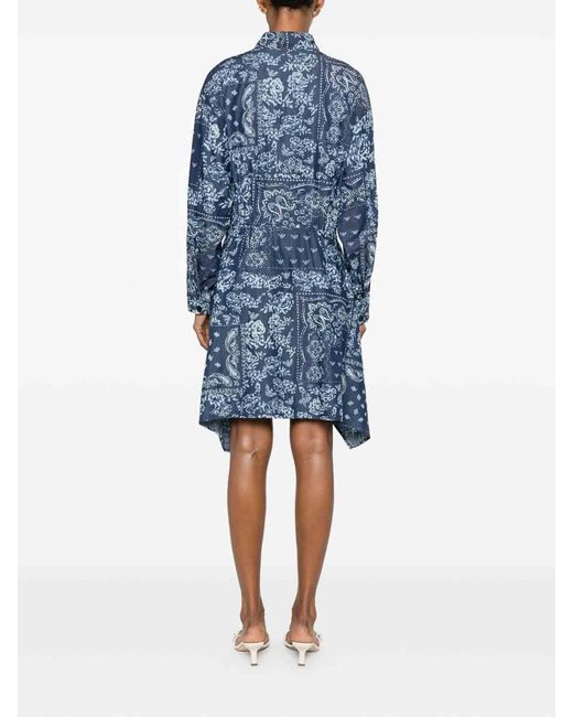 Emporio Armani Blue Cotton Chemisier Dress