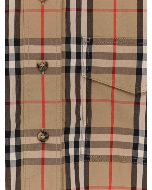 Burberry Natural Cotton Shirt With Check Print