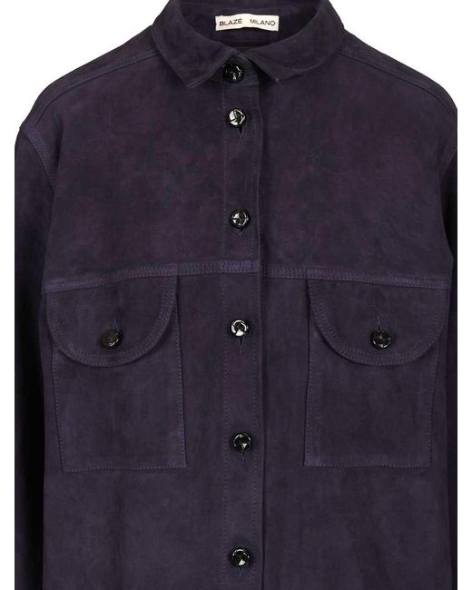 Blazé Milano Blue Viva Berber Suede Shirt