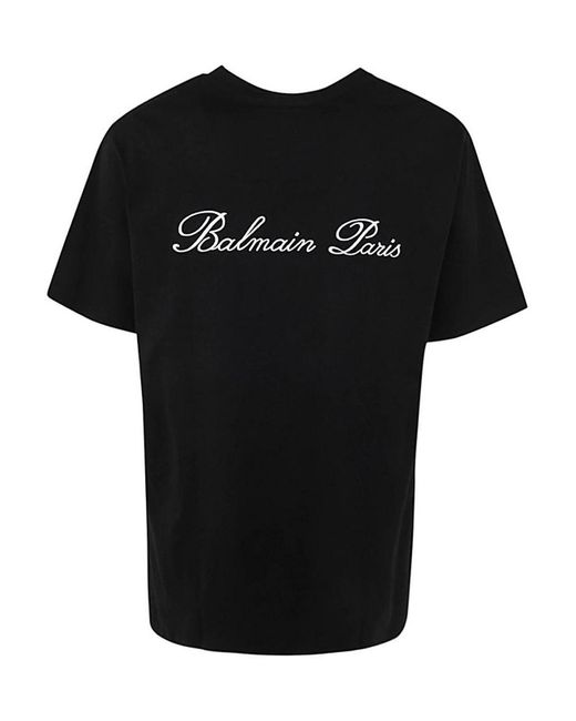 Balmain Black Signature Embroidery T-Shirt Bulky Fit for men