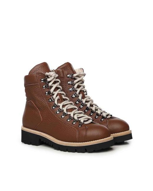 Eleventy Brown Leather Boots for men