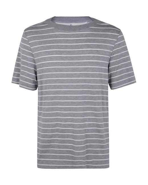 Brunello Cucinelli Gray Striped T-Shirt for men