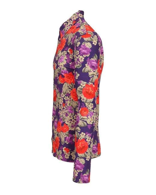 Acne Red Floral Print Shirt for men