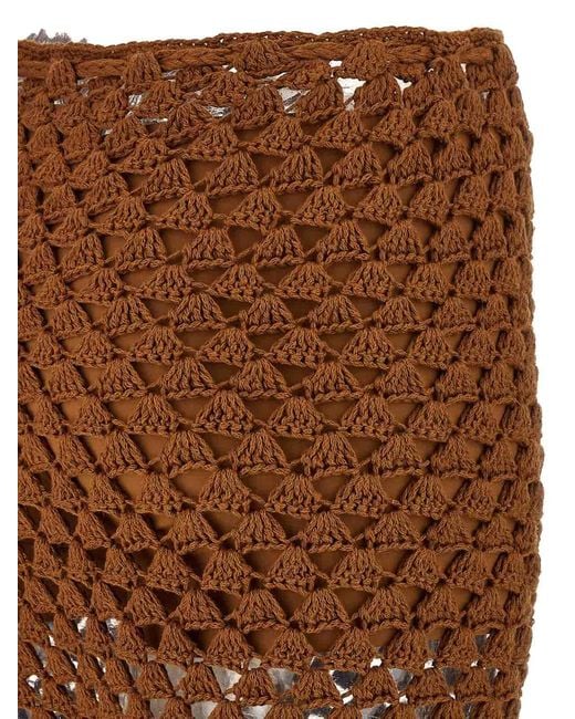 Ermanno Scervino Brown Crochet Pants