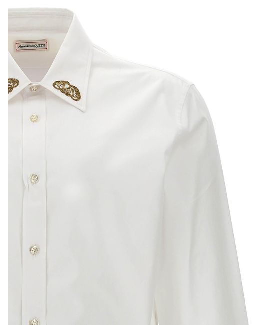 Alexander McQueen White Embroidered Collar Shirt for men