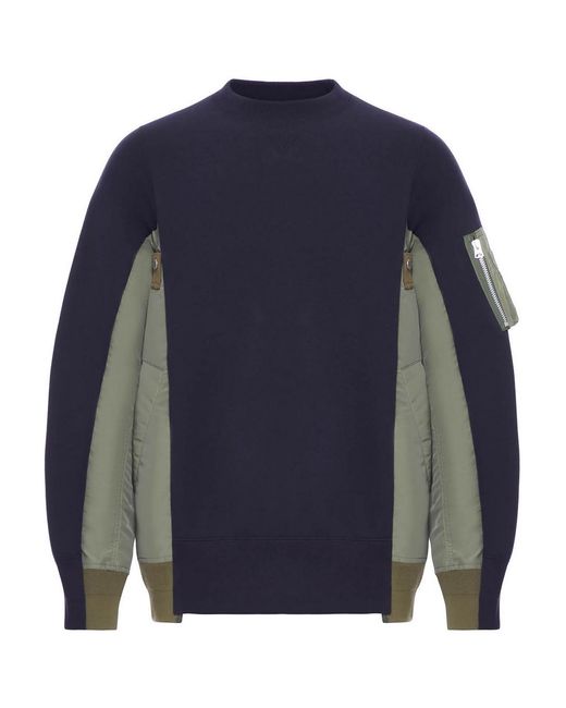 Sacai Blue Cotton Blend Sweatshirt for men