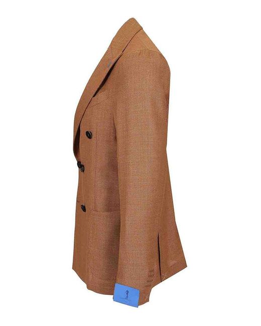 Guarinucci Brown Double-Breasted Wool Blazer for men