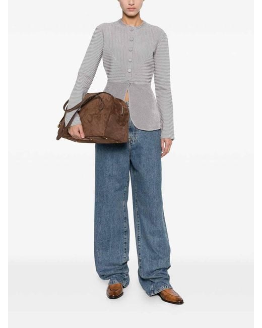 Emporio Armani Gray Buttoned Crewneck Jacket