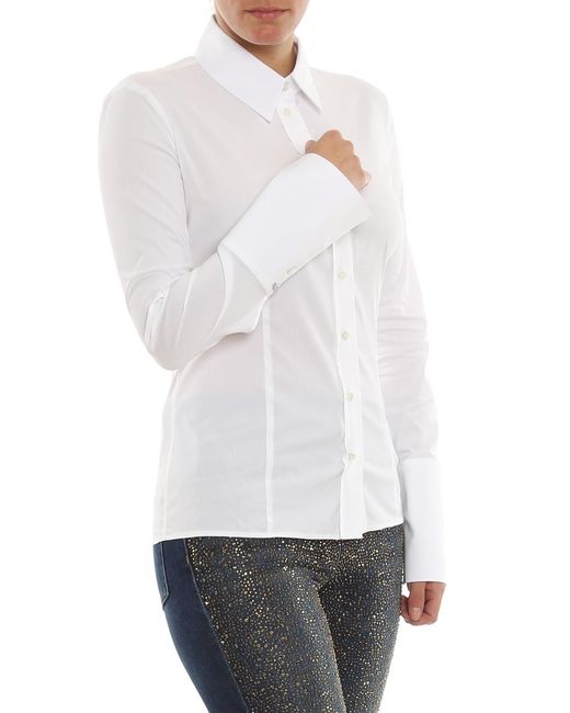 Patrizia Pepe White Cotton Blend Shirt