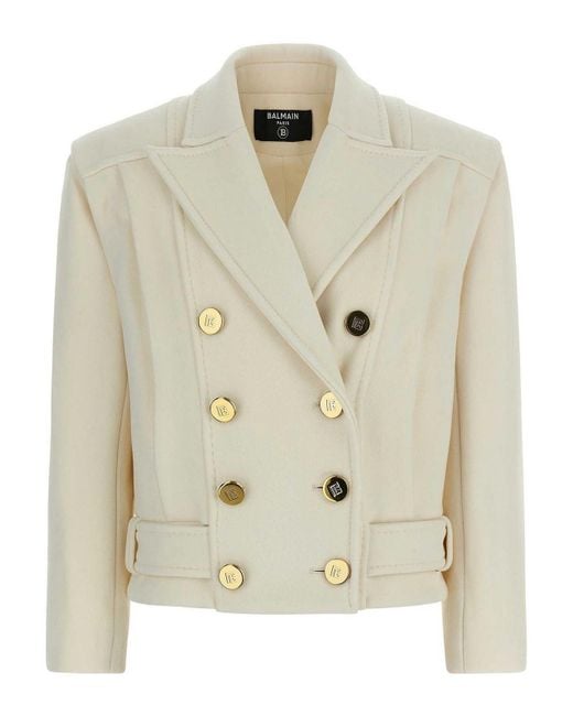 Balmain Natural Double-Breasted Coat