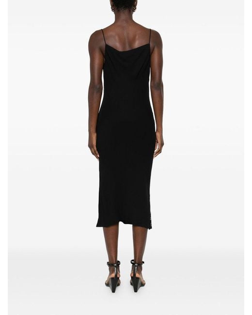 IRO Black Studded Sleeveless Cowl Neck Midi Dress