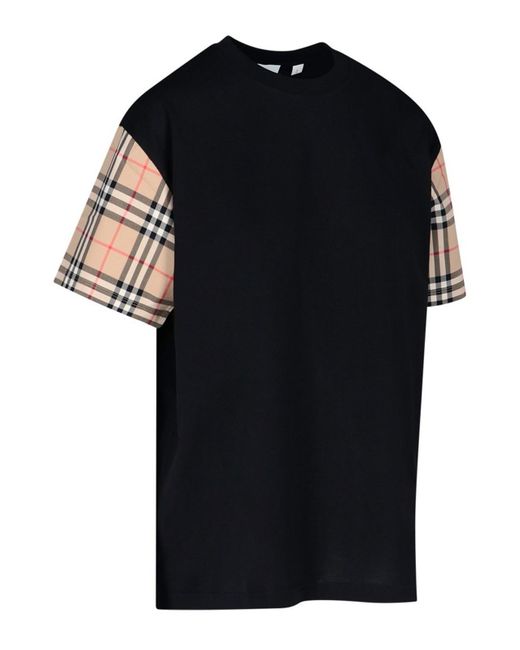Burberry Black Tartan Sleeved T-shirt