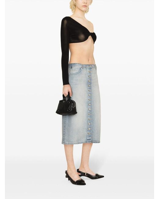 Courreges Blue Denim Midi Skirt