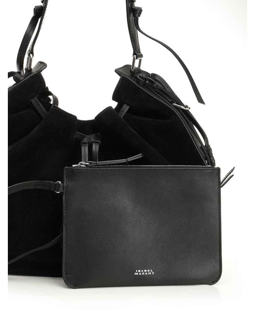 Isabel Marant Black Bolton Medium Suede Shoulder Bag