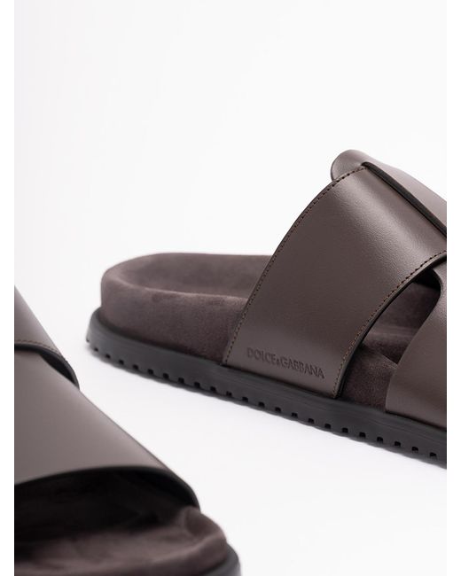 Dolce & Gabbana Brown Leather Sandals for men
