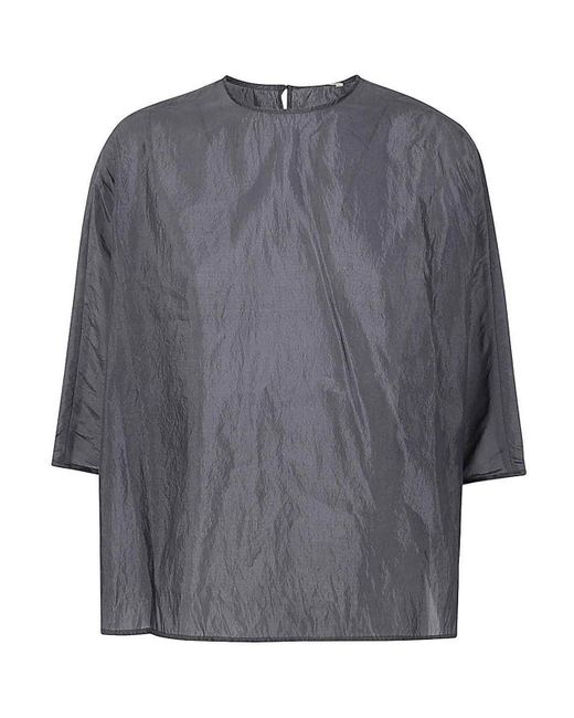 Apuntob Gray Crew Neck Oversize Shirt