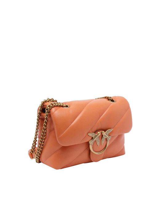 Pinko Orange Mini Love Puffer Crossbody Bag