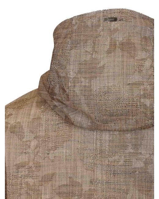 Herno Brown Jacquard Jacket for men