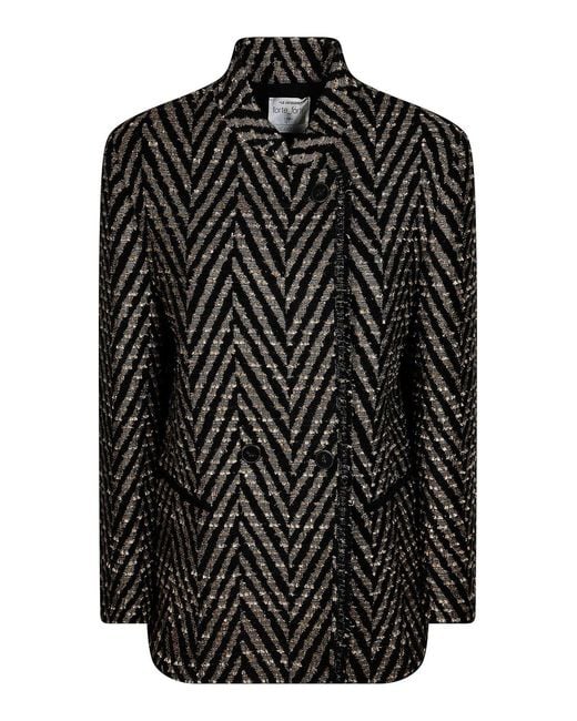 Forte_forte Black Chevron Jacquard Overzised Jacket