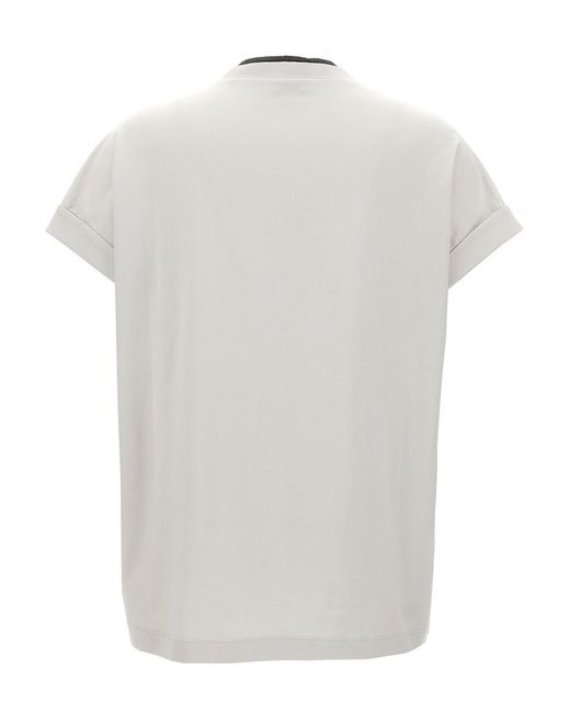 Brunello Cucinelli White Monile Jersey T-Shirt