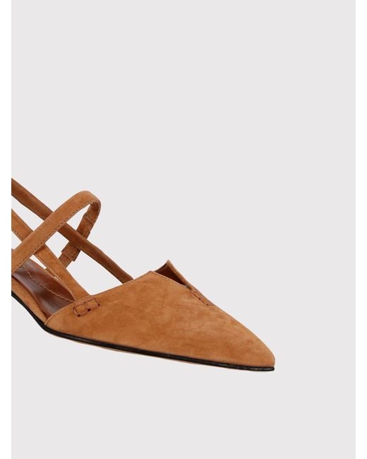 Pomme D'or Brown Suede Heeled Slingback