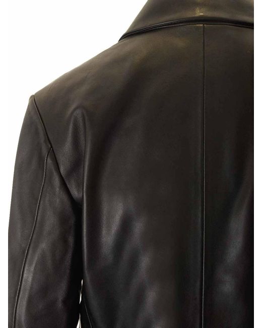 Loulou de Saison Black Double Breasted Leather Jacket