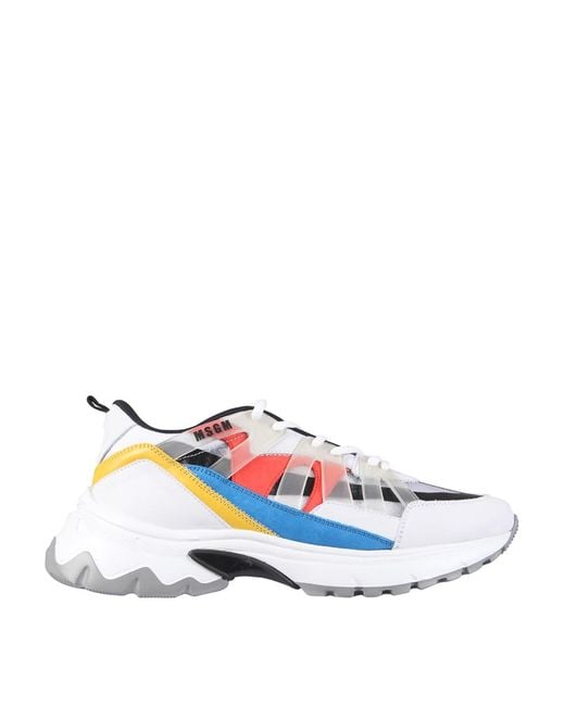 MSGM White Panelled Lace-Up Sneakers for men