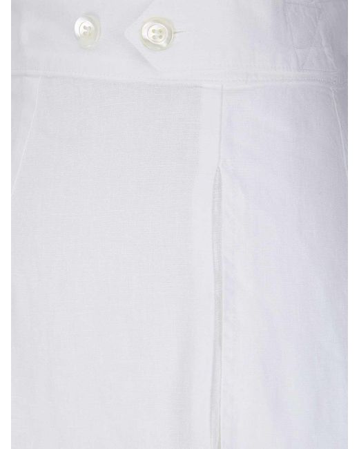 MSGM White Pantalone Lino