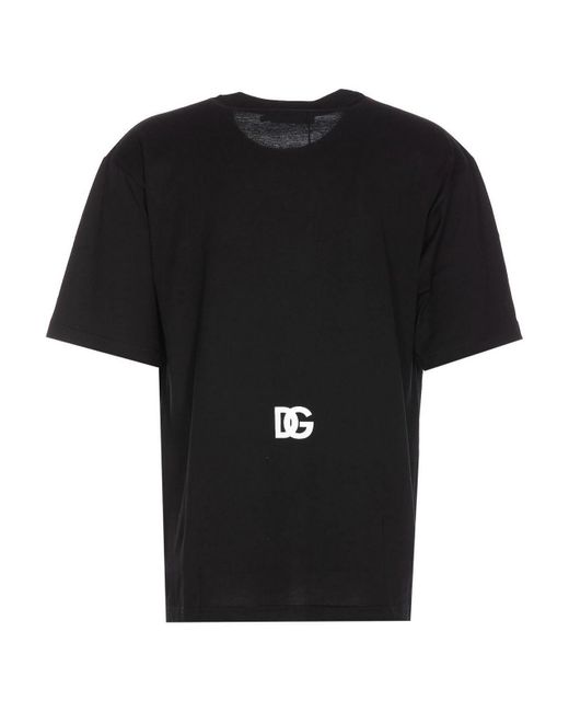 Dolce & Gabbana Black Dg Logo Print T-shirt for men