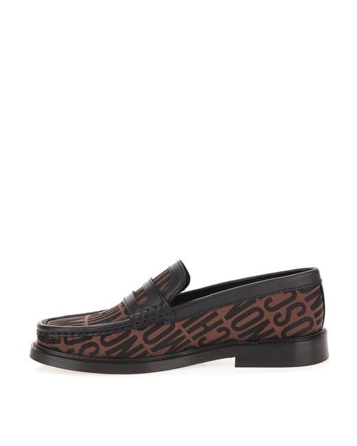 Moschino Gray Logo Loafers