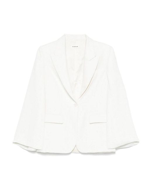 P.A.R.O.S.H. White Single-Breasted Blazer Jacket
