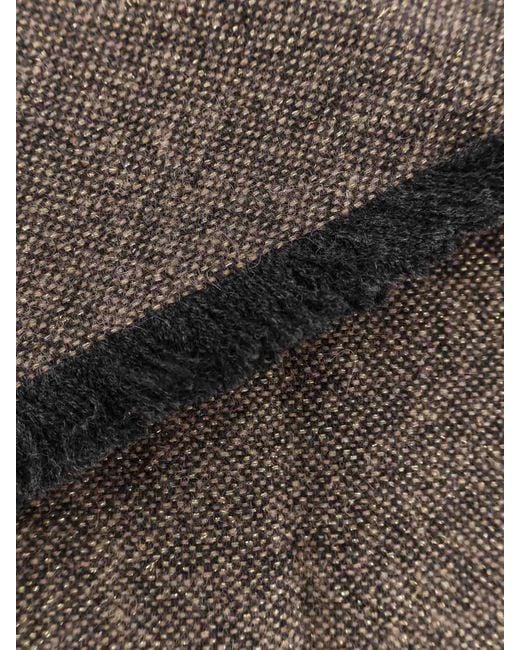 Brunello Cucinelli Gray Cashmere Mixed Scarf With Lurex Profiles