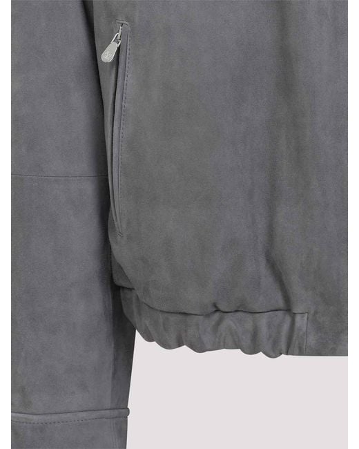 Brunello Cucinelli Gray Suede Jacket for men