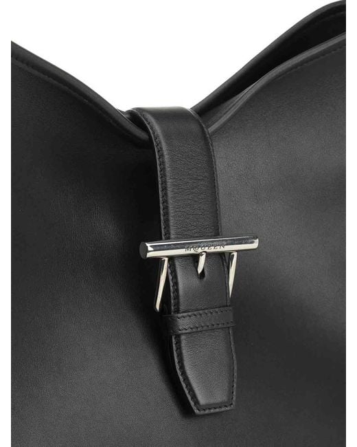Alexander McQueen Black T-Buckle Shoulder Bag
