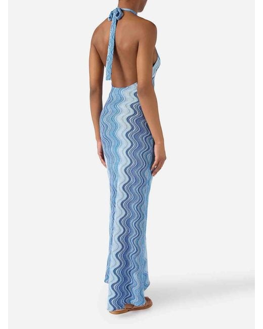 Mc2 Saint Barth Blue Tony R Rachel Sea Wave Long Dress