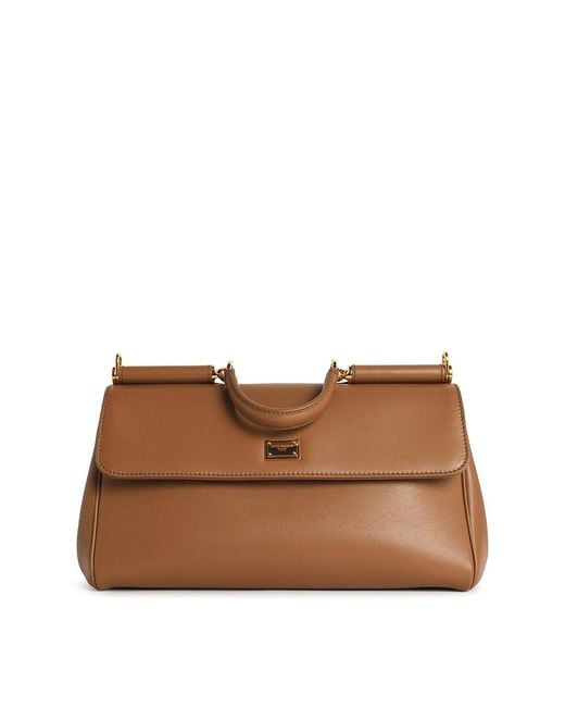 Dolce & Gabbana Brown My Sicily Calf Leather Caramel Handbag
