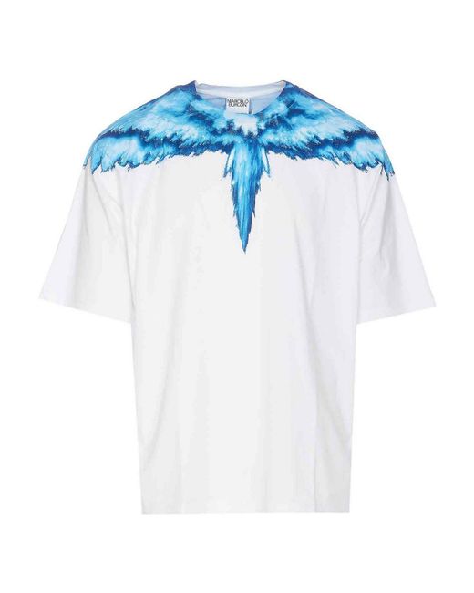 Marcelo Burlon Blue Colordust Wings Oversize T-shirt for men