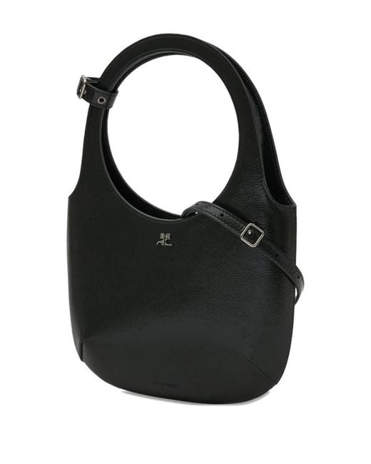 Courreges Black Holy Naplack Leather Bag