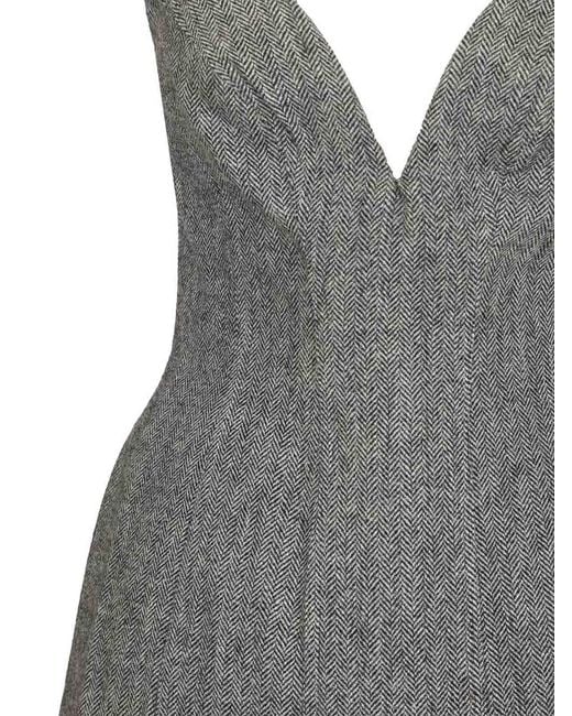 Self-Portrait Gray Bandeau Mini Dress