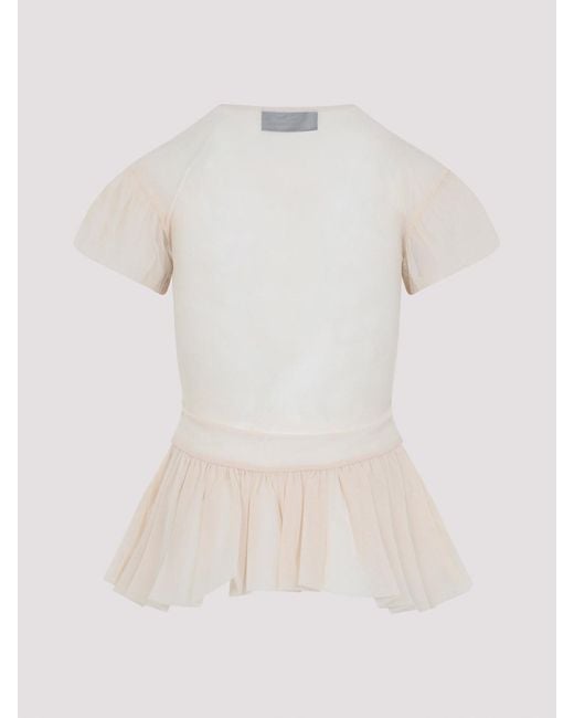 Simone Rocha White Sheer Ballet Peplum Top